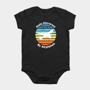 Easily Distracted by Airplanes, Gift for Airplane Lover, Aviation Shirt, Funny Pilot Shirt, Retro Vintage Plane, Aviator Shirt Birthday Gift Baby Bodysuit